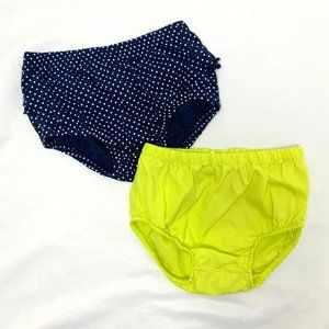 Carter's Blue Polka Dot w/ Ruffles & Bright Green Diaper Covers Size 24 Months